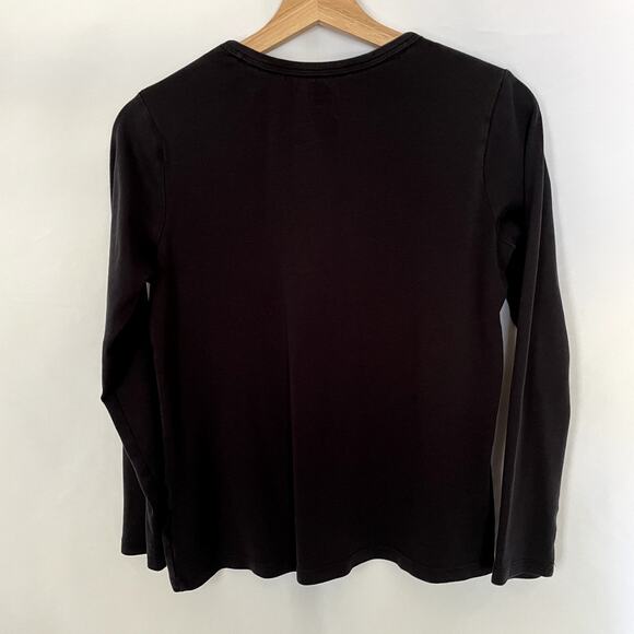 Lands' End black crewneck long sleeved top women's size MP cotton casual shirt - Picture 6 of 6